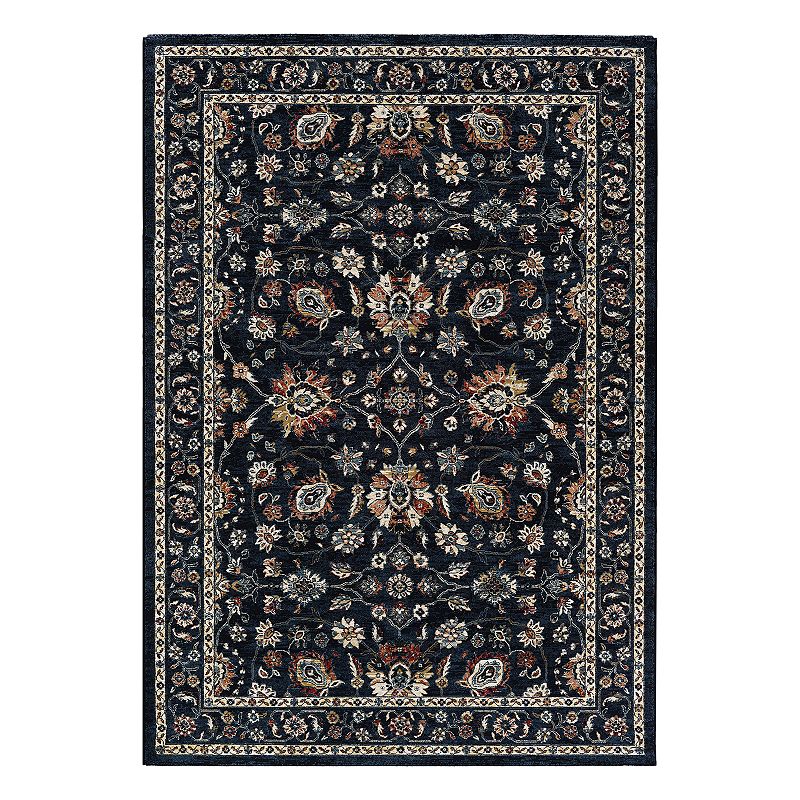 Couristan Monarch Kerman Vase Framed Floral Rug, Blue, 3X5 Ft