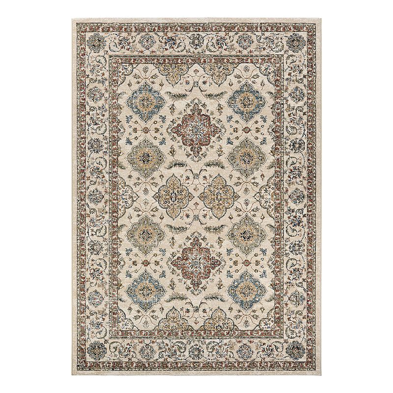 Couristan Monarch Yamut Framed Floral Rug, Dark Brown, 2X7.5 Ft