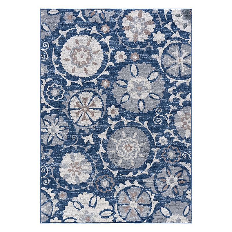 KHL Rugs Wendy Traditional Floral Rug, Blue, 8Ft Rnd