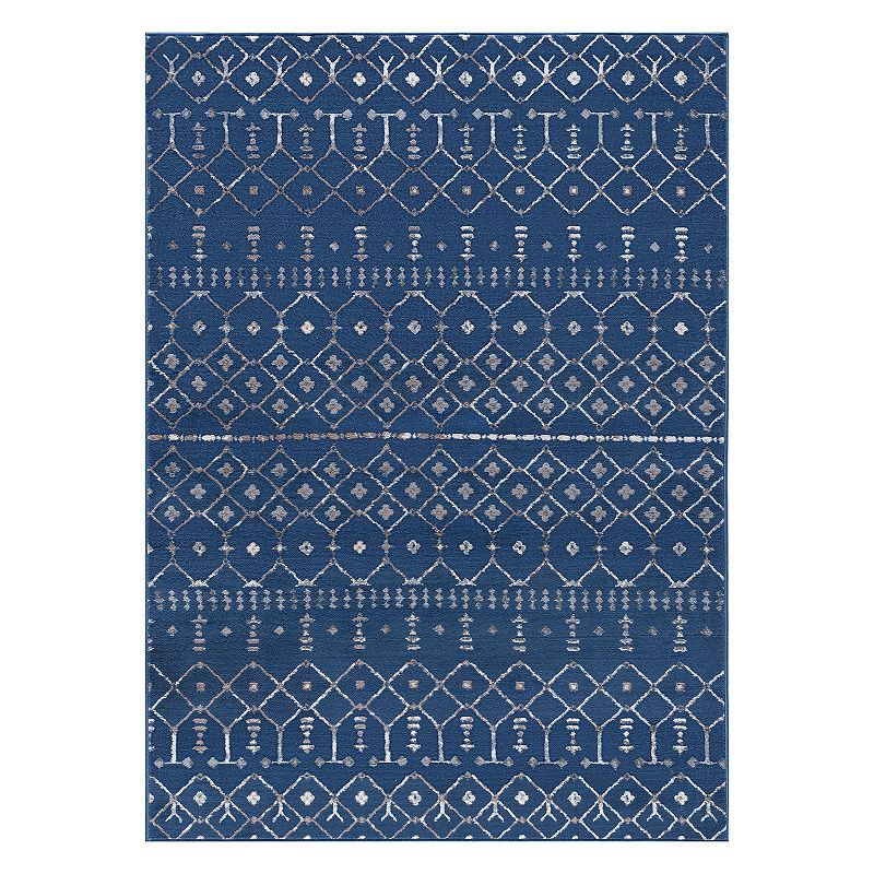KHL Rugs Heidy Transitional Geometric Rug, Blue, 7.5X10 Ft