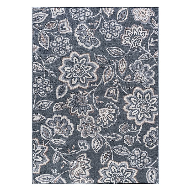 KHL Rugs Emmalyn Transitional Floral Rug, Grey, 8Ft Rnd