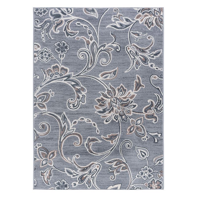 KHL Rugs Garland Transitional Floral Rug, Grey, 7.5X10 Ft