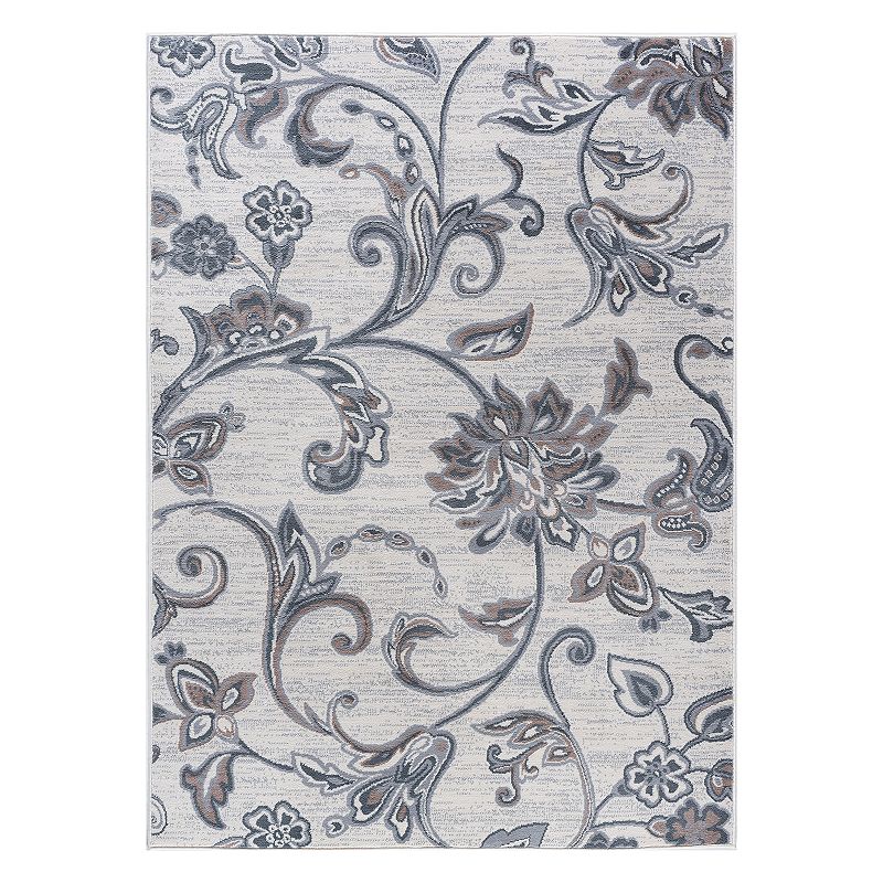 KHL Rugs Garland Transitional Floral Rug, Natural, 7.5X10 Ft