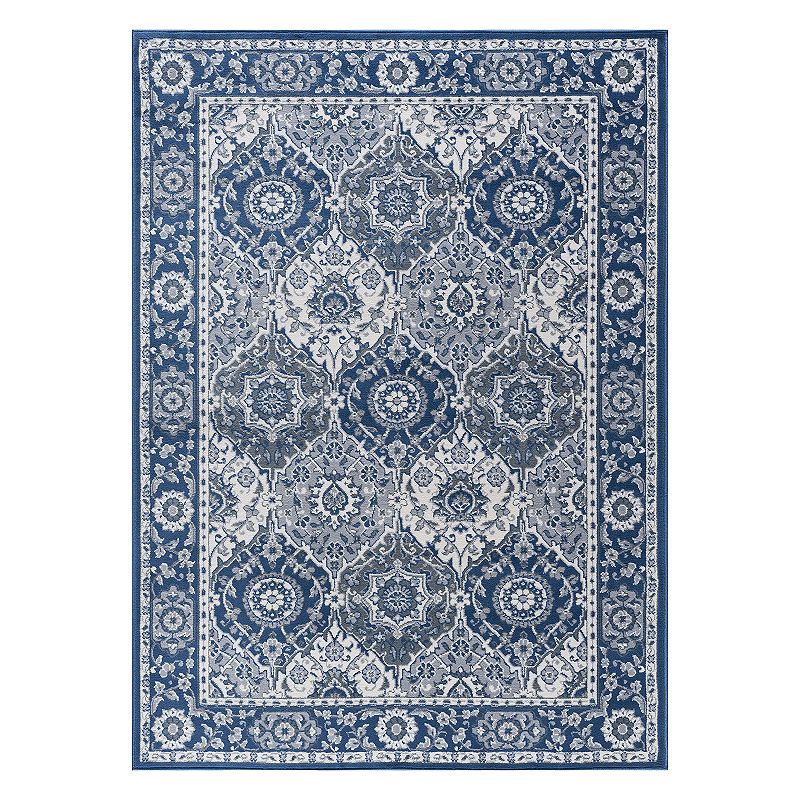 Tayse Madison Area Rug MDN3607 Traditional Navy Rings Repeat 5  3  x 5  3  Round