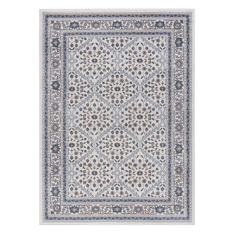 KHL Rugs Beauregard Traditional Framed Floral Rug, Natural, 8Ft Rnd