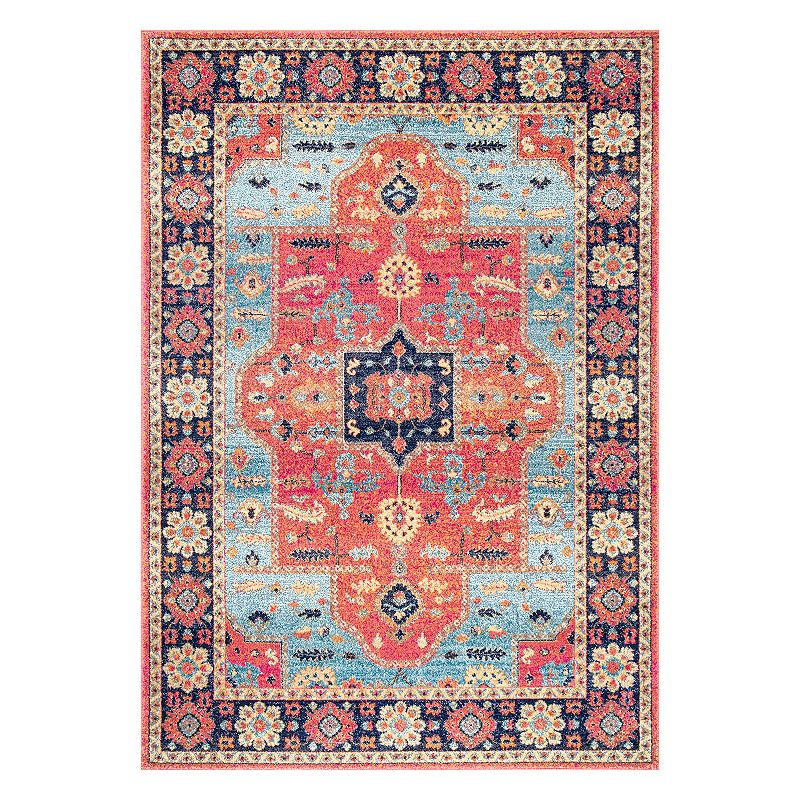 nuLOOM Tenesha Tribal Medallion Framed Floral Rug, Multi, 2.5X8 Ft