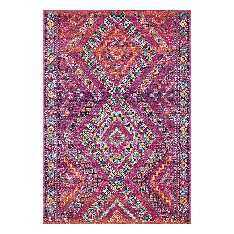 nuLOOM Jina Tribal Diamonds Geometric Rug, Purple, 2.5X8 Ft