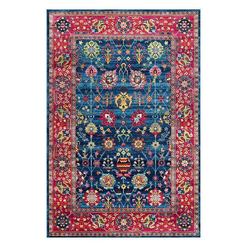 nuLOOM Classic Tinted Framed Floral Rug, Purple, 4X6 Ft