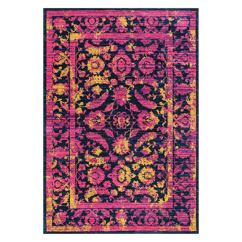 nuLOOM Robbie Vintage Framed Floral Rug, Purple, 7.5X9.5 Ft