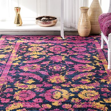 nuLOOM Robbie Vintage Framed Floral Rug
