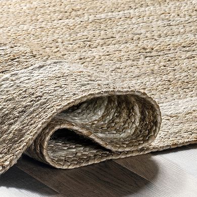 nuLOOM Braided Rikki Border Jute Throw Rug, Area Rug or Runner
