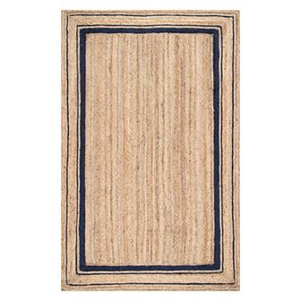 nuLOOM Braided Rikki Border Jute Throw Rug, Area Rug or Runner