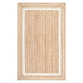 nuLOOM Braided Rikki Border Jute Throw Rug, Area Rug or Runner