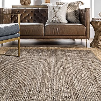 nuLOOM Eleonora Framed Solid Jute Rug