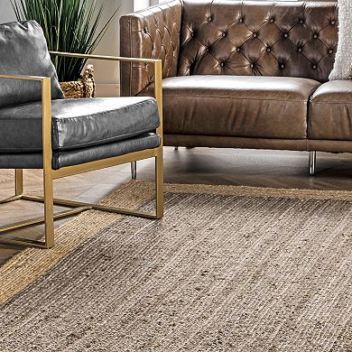 nuLOOM Eleonora Framed Solid Jute Rug