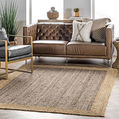 nuLOOM Eleonora Framed Solid Jute Rug