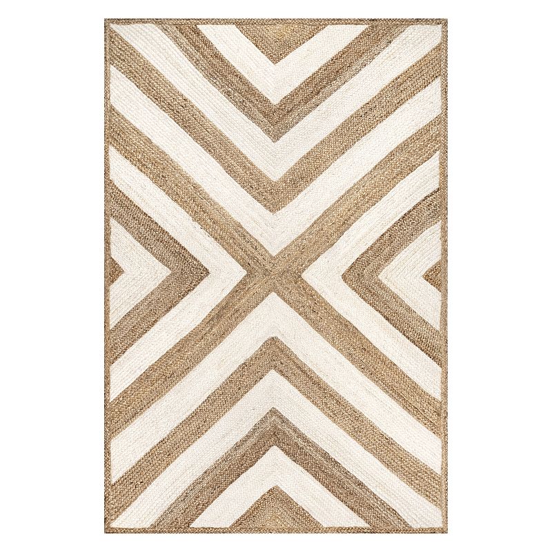 nuLOOM Edna Chevron Jute Rug, Med Brown, 7.5X9.5 Ft