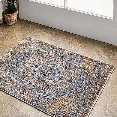 nuLOOM Ehtel Medallion Framed Floral Rug