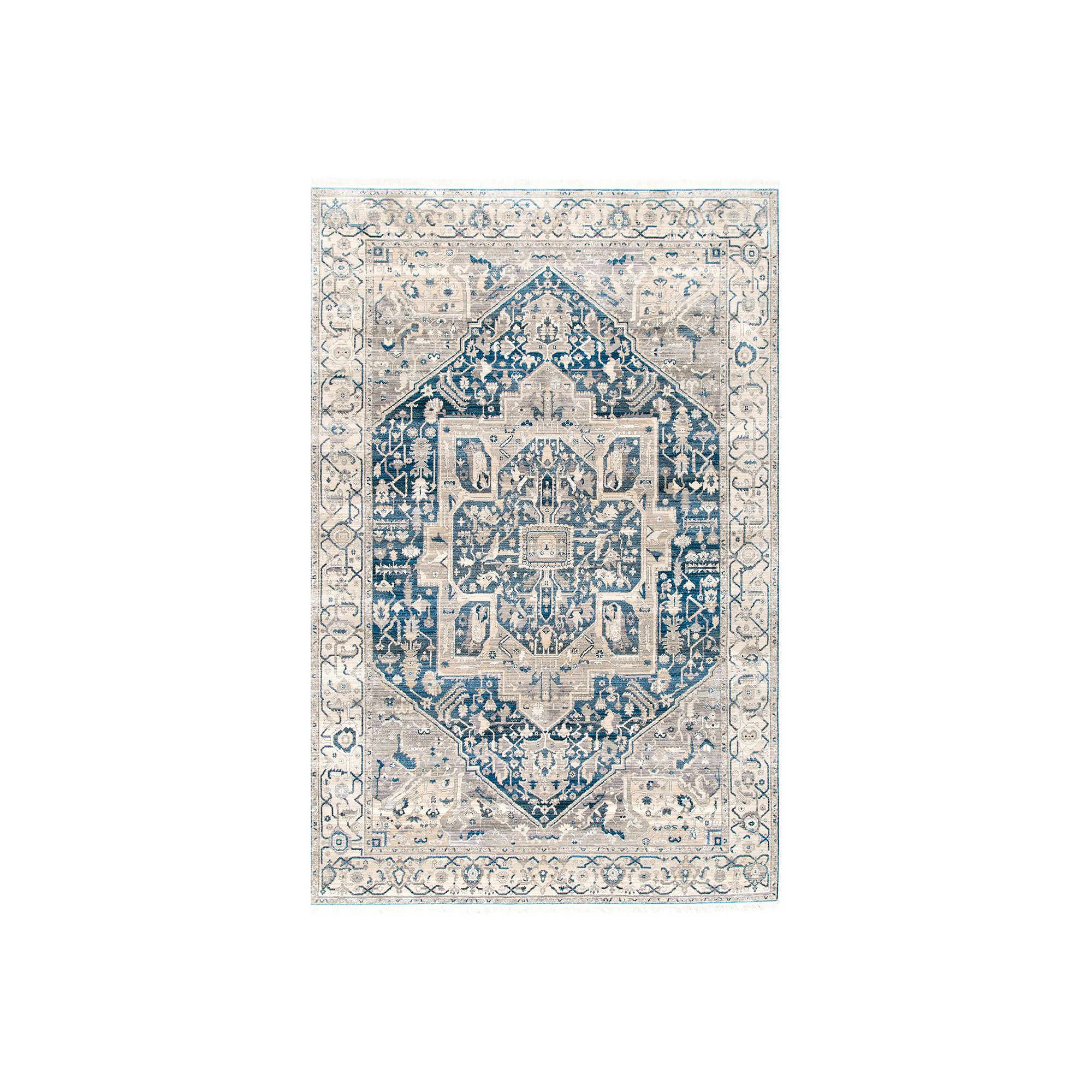 nuLOOM Ehtel Medallion Framed Floral Rug, Gray