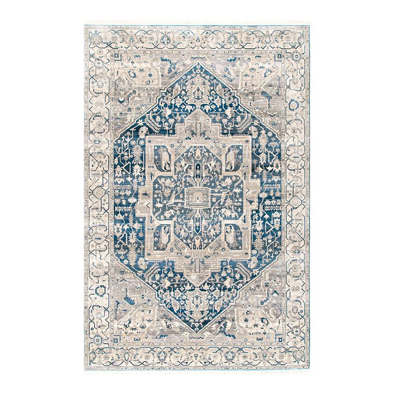 nuLOOM Ehtel Medallion Framed Floral Rug, Grey, 6.5X9 Ft