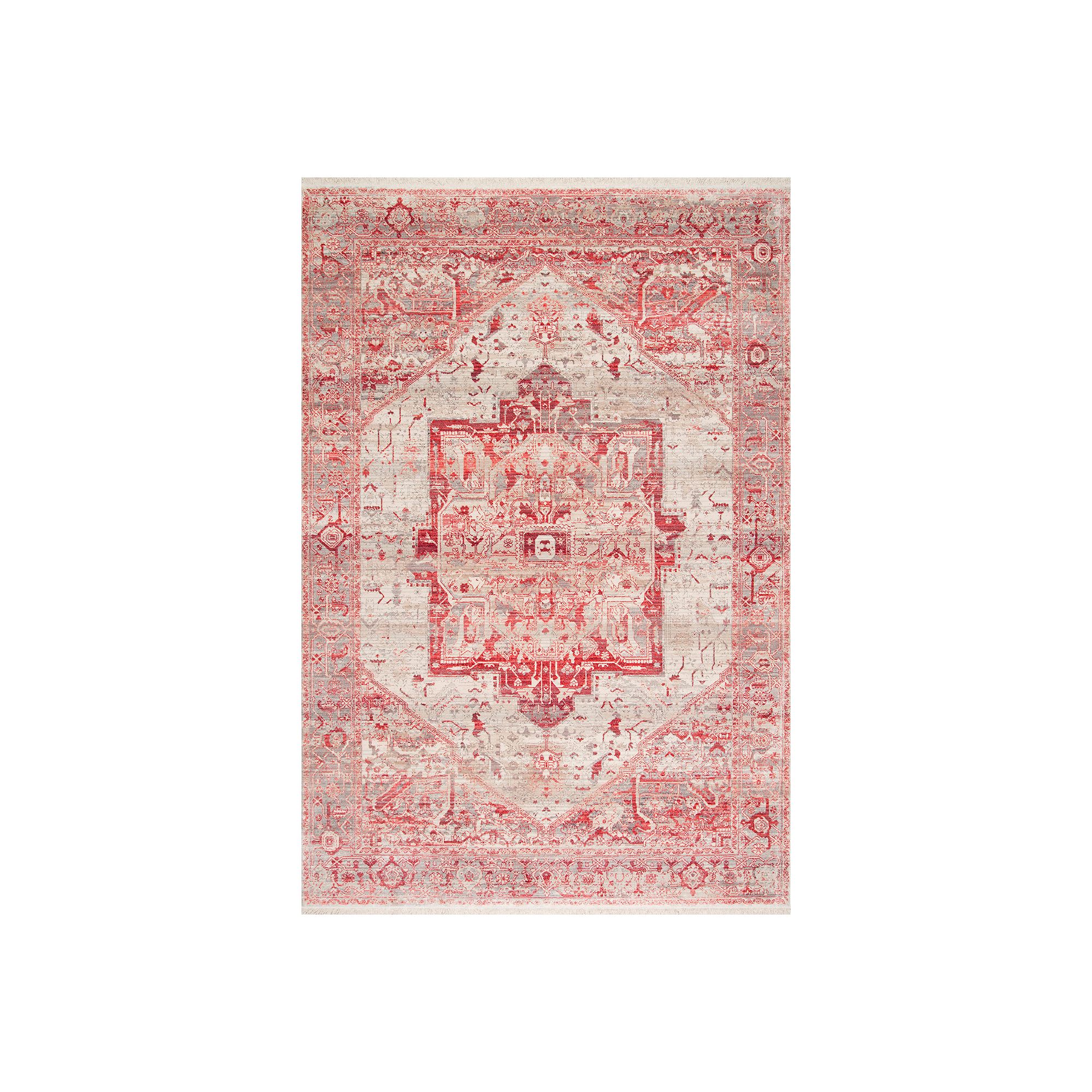 nuLOOM Ehtel Medallion Framed Floral Rug, Red