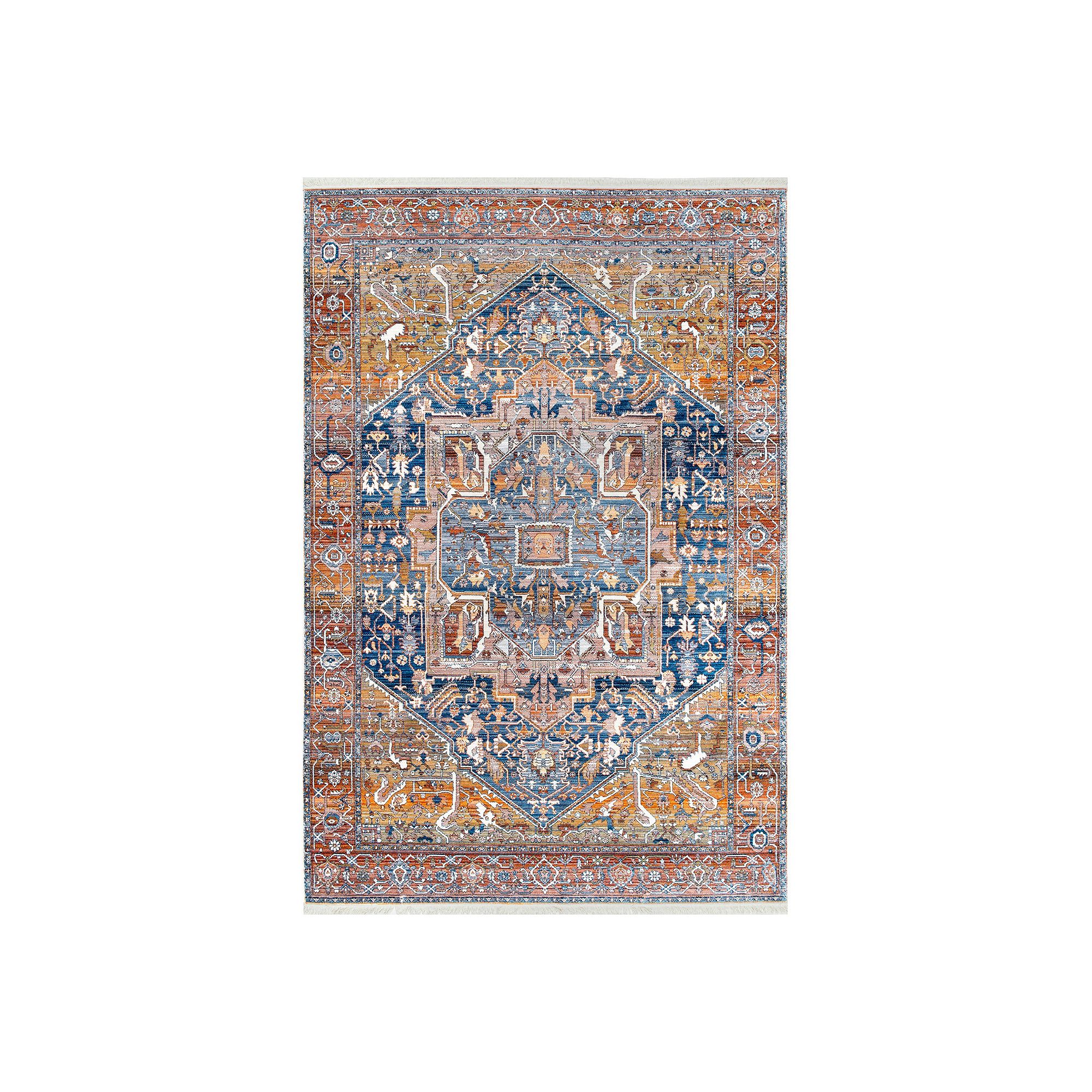 nuLOOM Ehtel Medallion Framed Floral Rug, Red
