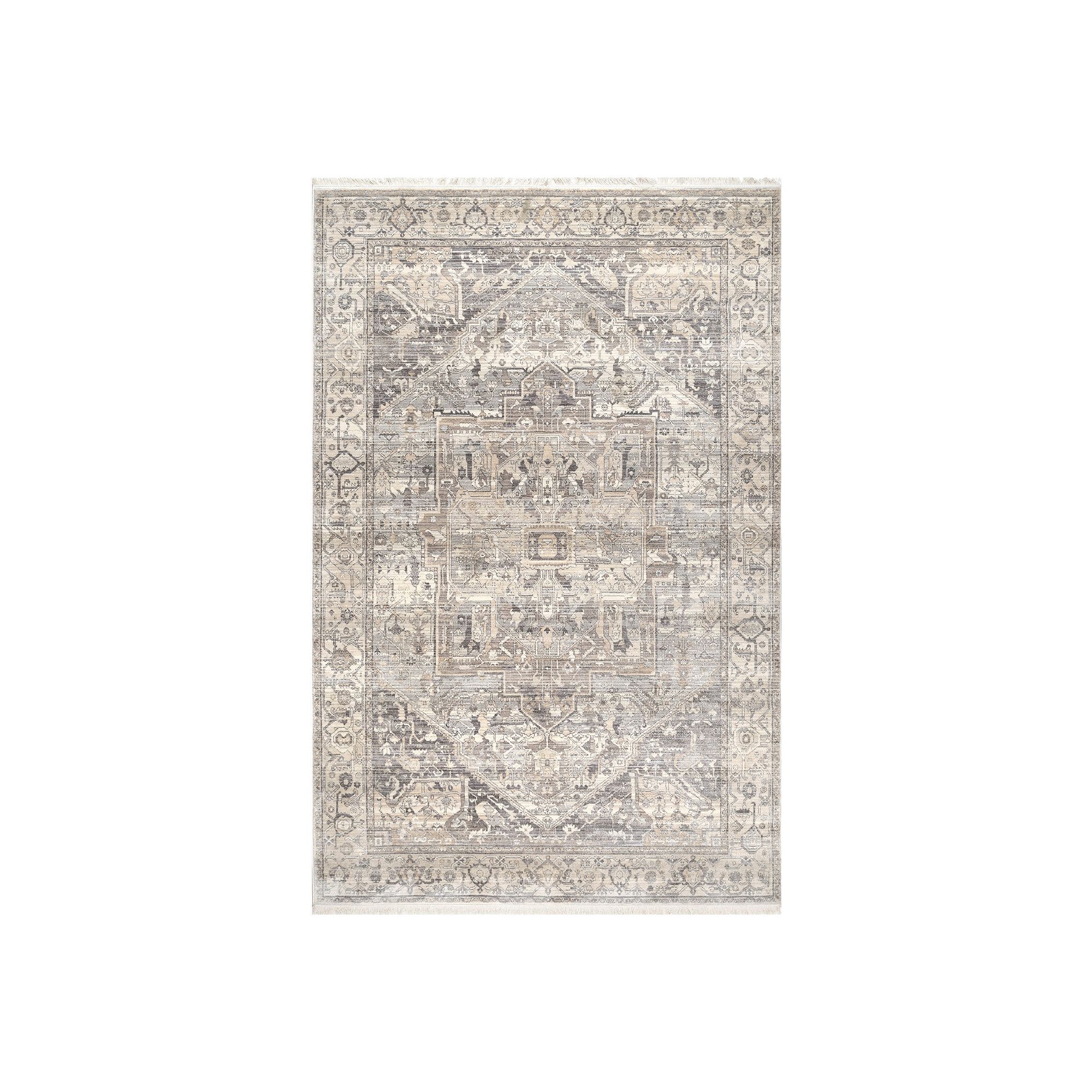 nuLOOM Ehtel Medallion Framed Floral Rug, Silver