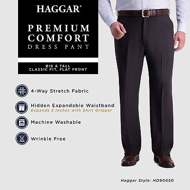 Big & Tall Haggar® Premium Comfort Expandable-Waist Classic-Fit Stretch Flat-Front Dress Pants