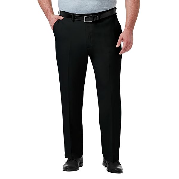 Black Haggar Mens Big-Tall Premium No Iron Classic Fit Plain Front Pant 48x32 