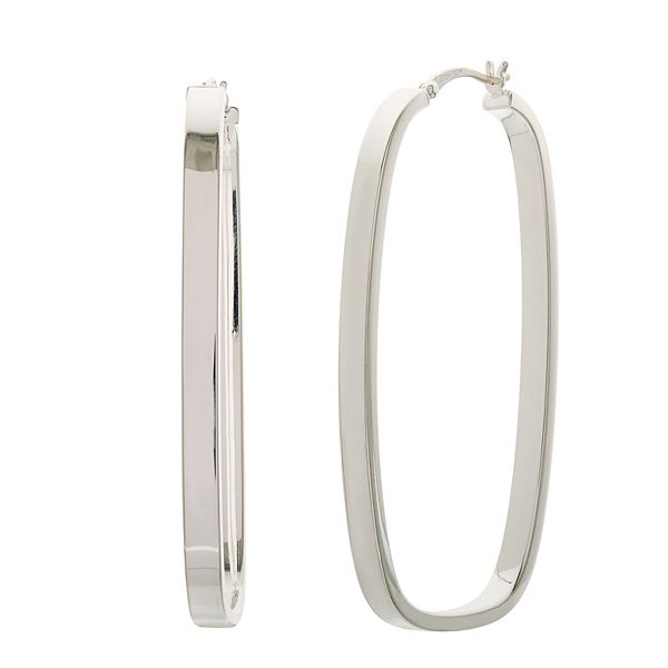 Silver Classics Sterling Silver Rectangular Hoop Earrings