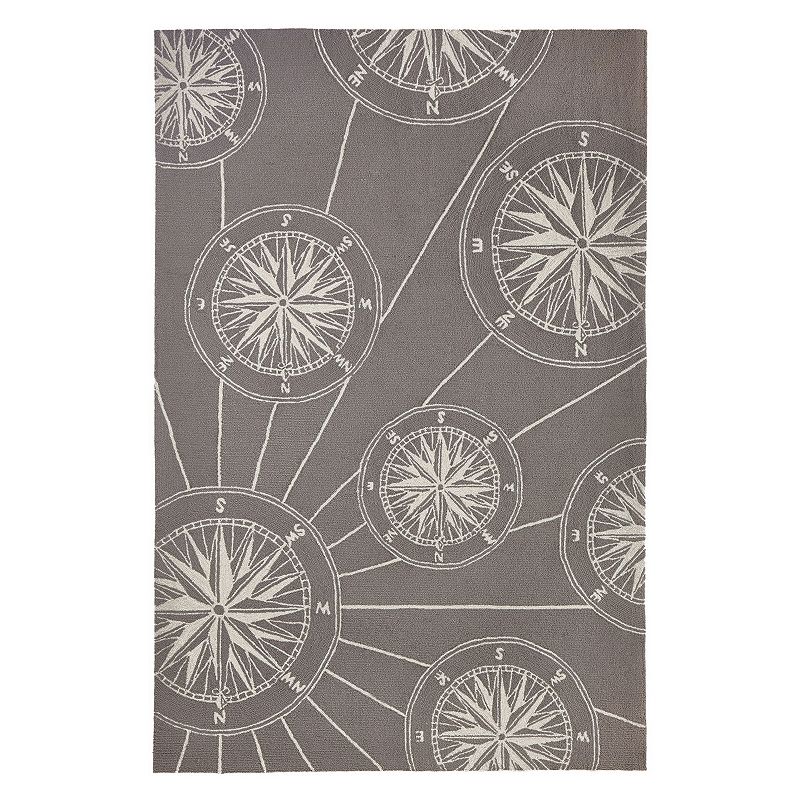 Liora Manne Frontporch Compass Indoor Outdoor Rug, Grey, 3.5X5.5 Ft