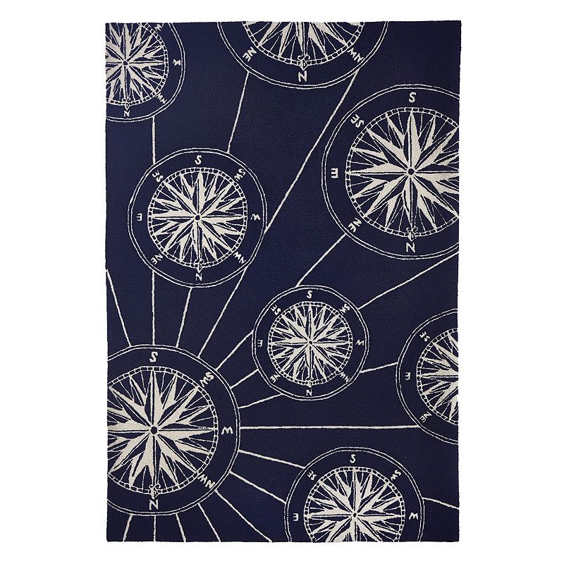 Liora Manne Front Porch Indoor/Outdoor Compass Navy 2' x 3' Area Rug