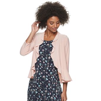 Women's Nina Leonard Chiffon-Back Ruffle Bolero