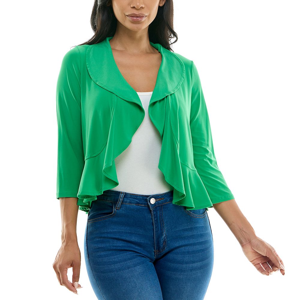 Women's Nina Leonard Chiffon-Back Ruffle Bolero