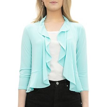 Women's Nina Leonard Chiffon-Back Ruffle Bolero