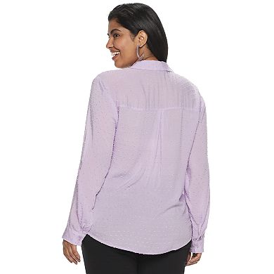 Juniors' Plus Size Candie's® Roll-Tab Blouse