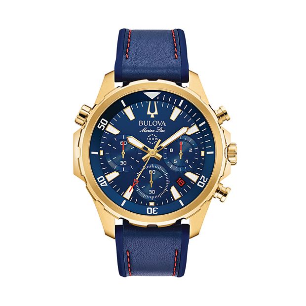 Bulova Men s Marine Star Leather Chronograph Watch 97B168
