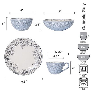 Pfaltzgraff Gabriela Gray 16-pc. Dinnerware Set