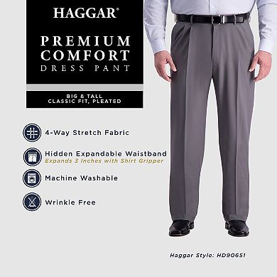 Big & Tall Haggar® Premium Comfort Classic-Fit Pleated Hidden ...