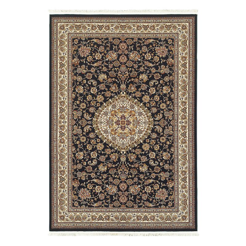 StyleHaven Mackenzie Classic Medallion Framed Floral Rug, Black, 10X13 Ft