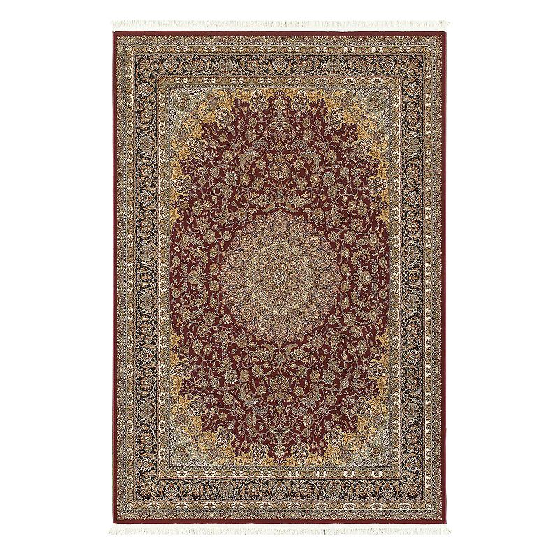 StyleHaven Mackenzie Baroque Framed Floral Rug, Red, 5X7.5 Ft