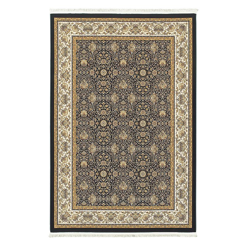 StyleHaven Mackenzie Vidame Framed Floral Rug, Dark Blue, 10X13 Ft