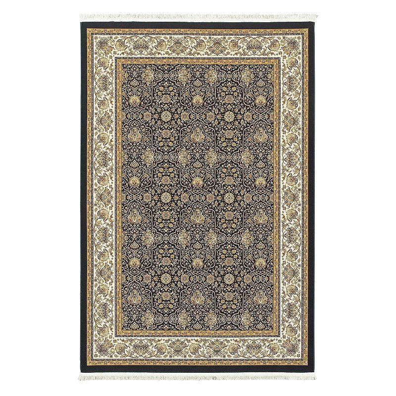 StyleHaven Mackenzie Vidame Framed Floral Rug, Dark Blue, 4X5.5 Ft