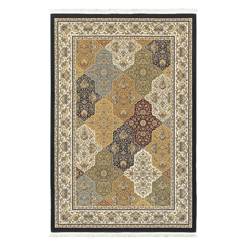 StyleHaven Mackenzie Vidame Framed Floral Rug, Dark Blue, 5X7.5 Ft