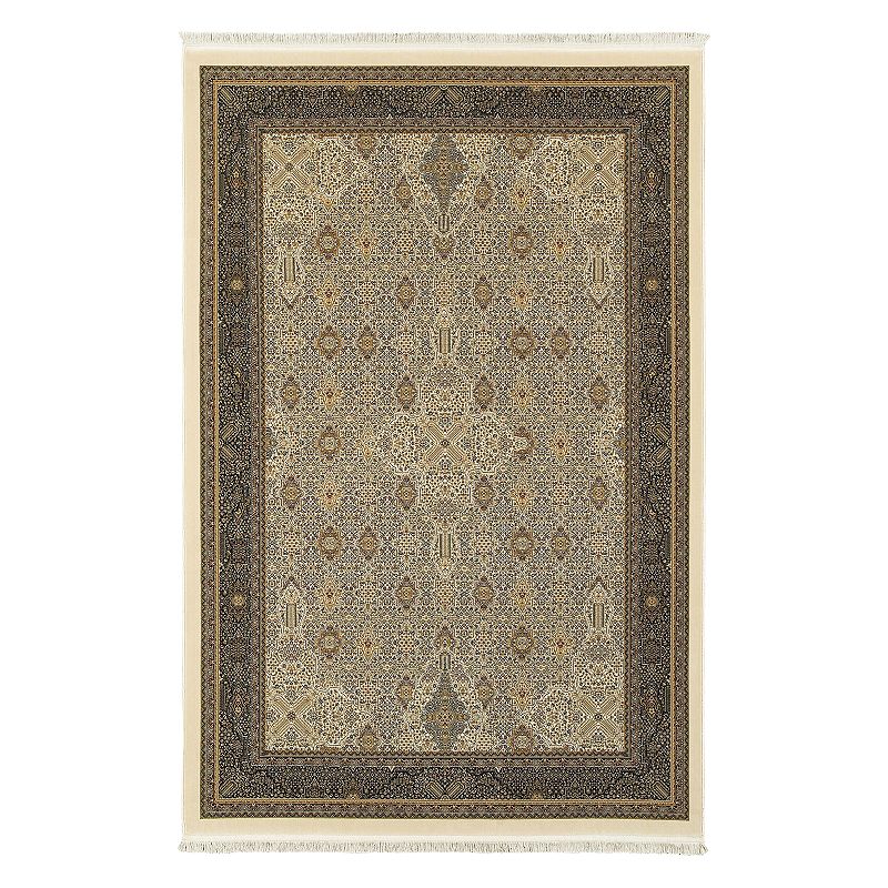 StyleHaven Mackenzie Infante Framed Floral Rug, Lt Beige, 6.5X9.5 Ft