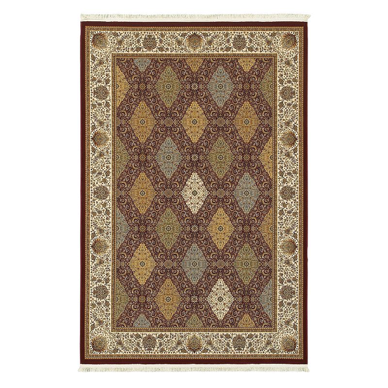 StyleHaven Mackenzie Persian Panel Framed Floral Rug, Red, 6.5X9.5 Ft