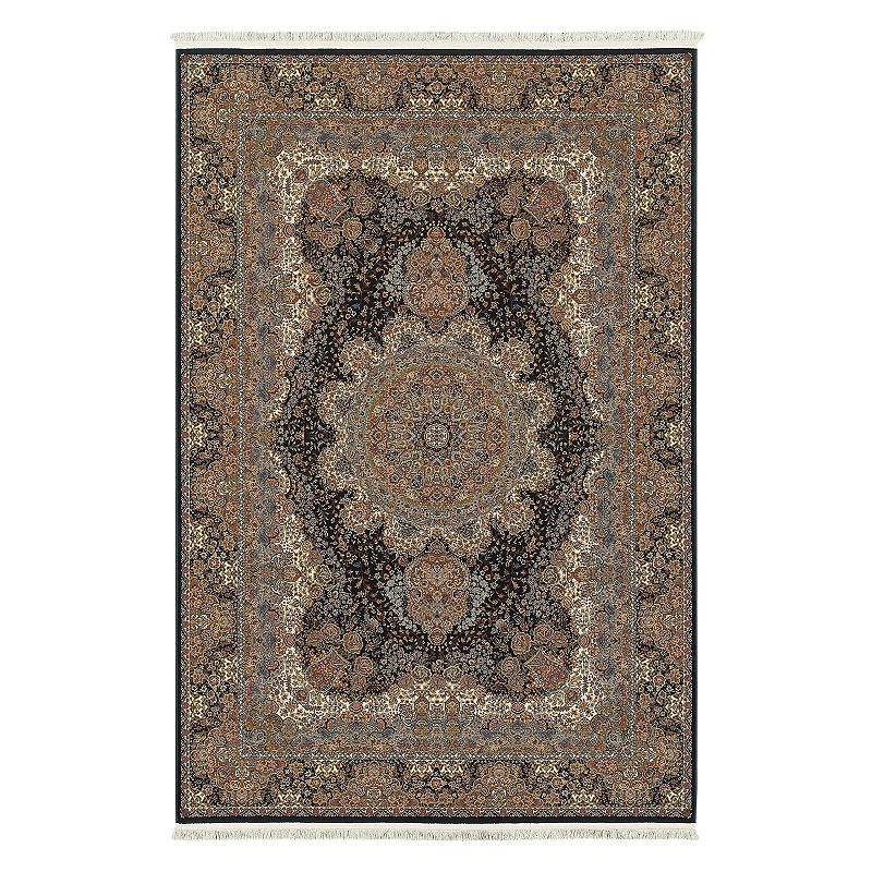 StyleHaven Mackenzie Palatine Framed Floral Rug, Black, 8X11 Ft