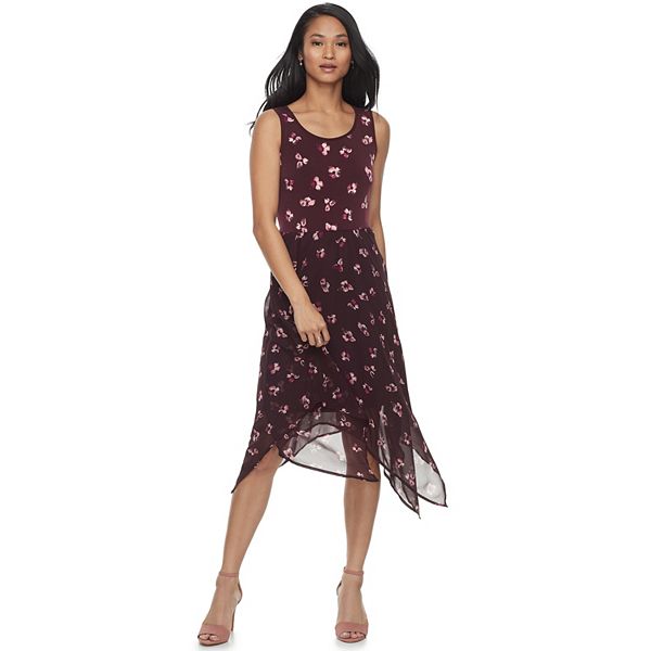 Women S Elle Print Handkerchief Hem Tank Dress