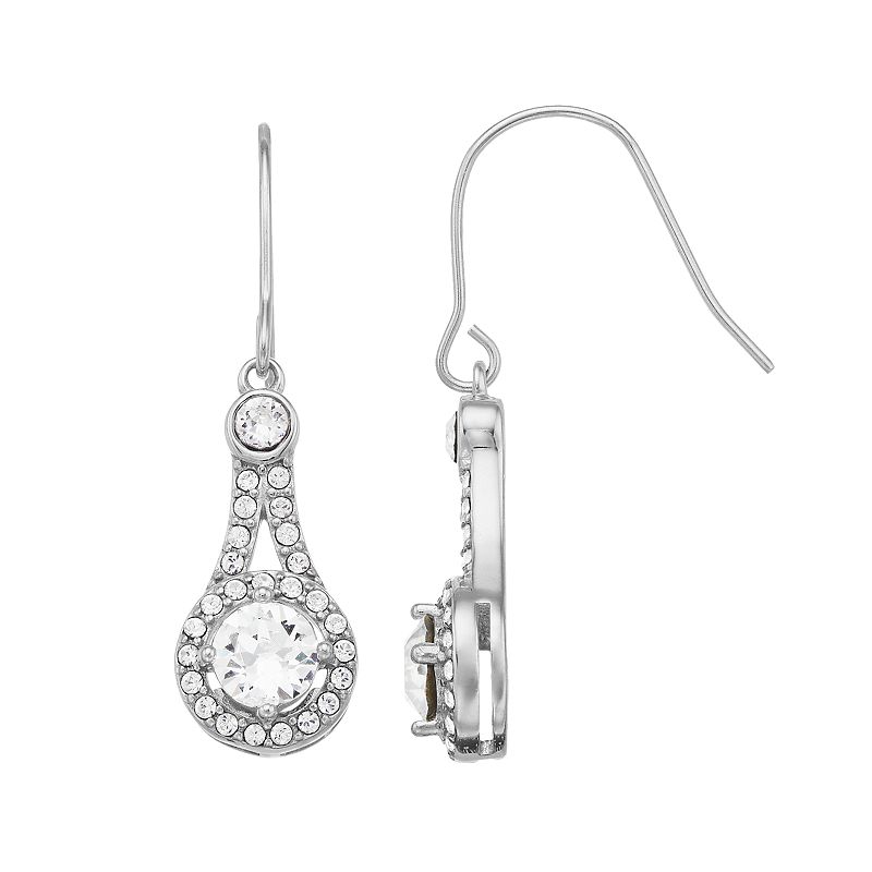 Sterling N Ice Sterling Silver Crystal Drop Earrings, Womens, White