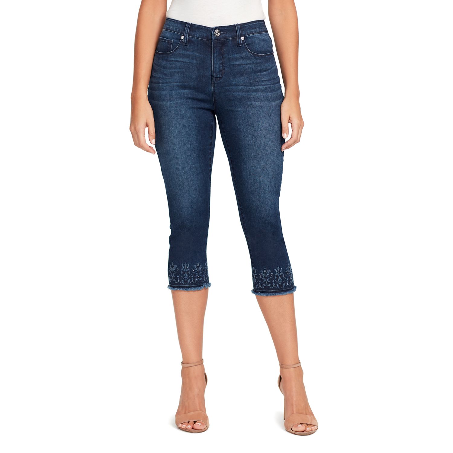 Gloria Vanderbilt Jessa Frayed Capris Jeans